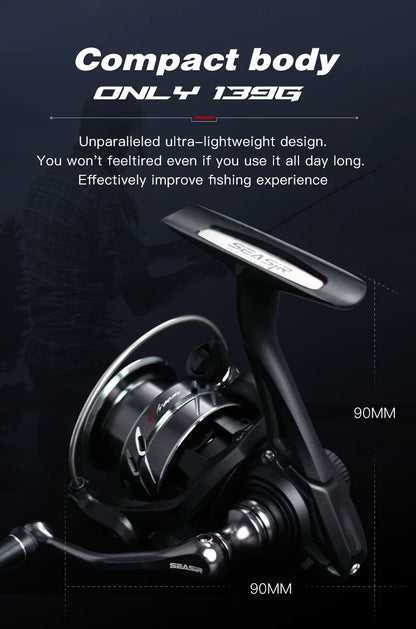 SEASIR Stream Spinning Reel 139g Ultralight Carbon Washers Max Drag 6Kg 5+1BB 5.4:1 Gear Ratio Fishing Wheel