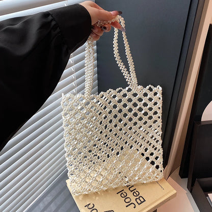 2026 Fashion Exquisite Bead Sense of Luxury Hollow Out Women‘s Handbags Hot Sale New No Zipper Acrylic Square Shoulder Bags