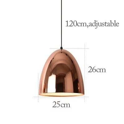 Nordic Rose Gold Pendant Lights Plated Metal Hanging Lamp Fixtures Dining Room Kitchen Island Bar Cafe Indoor Decor Lighting E27