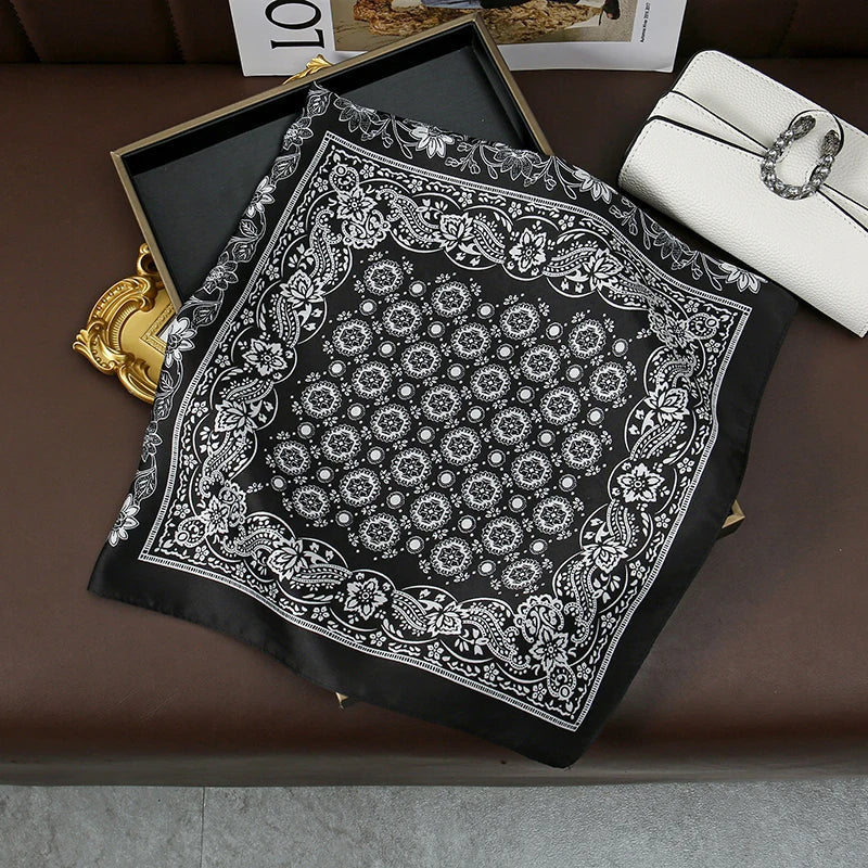 70Cm Square Paisley Printed Women Scarf Silk Satin Scarves Shawl Designer Headband Hijab Bandana Wrap Bufanda