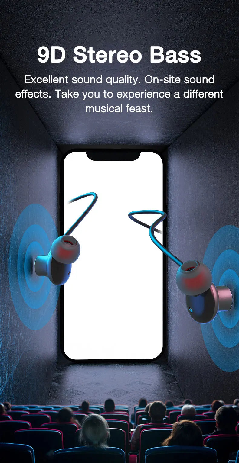 80 Hours Endurance Bass Bluetooth Headset With Microphone Stereo Neckband Headset Sports Headset TF Card