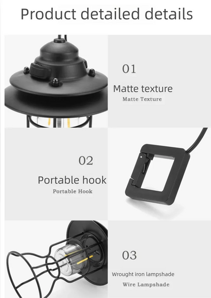 Outdoor Rechargeable Camping Lamp, Ambiance Light, Camping Light, Led Light, Lighting Lantern, Portable Tent Light, Camp Light, Hanging Light