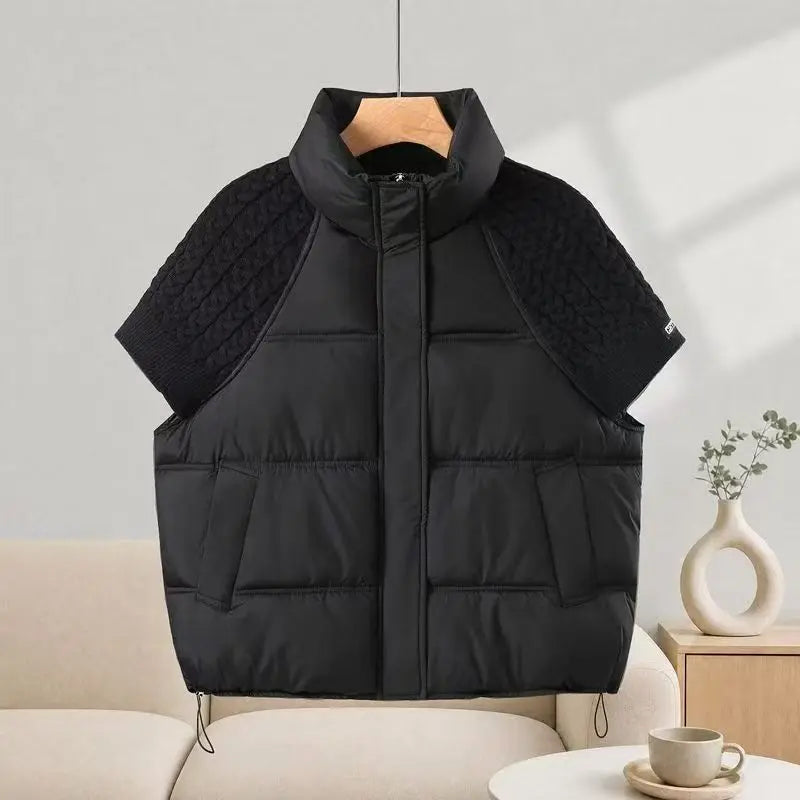 Women's Vest Autumn Winter Sleeveless Down Jacket Loose Casual Stand Collar Pocket Puffer Waistcoat Coat Female Trendy Outerwear