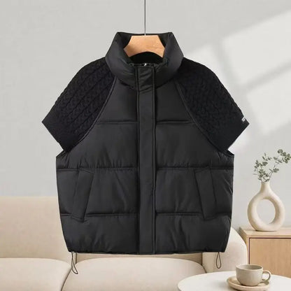Women's Vest Autumn Winter Sleeveless Down Jacket Loose Casual Stand Collar Pocket Puffer Waistcoat Coat Female Trendy Outerwear