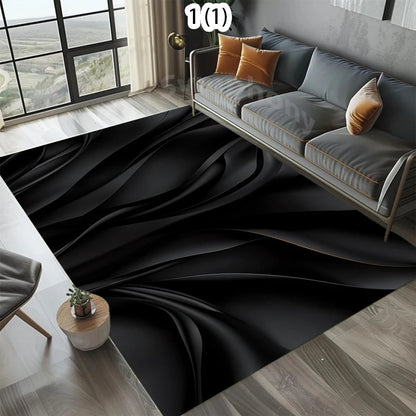 Black Series Carpets Live Room Floor Mat Home Decor Kids Room Play Carpet Table Chair Mat Easy To Clean Simple Pattern Rugs Gift
