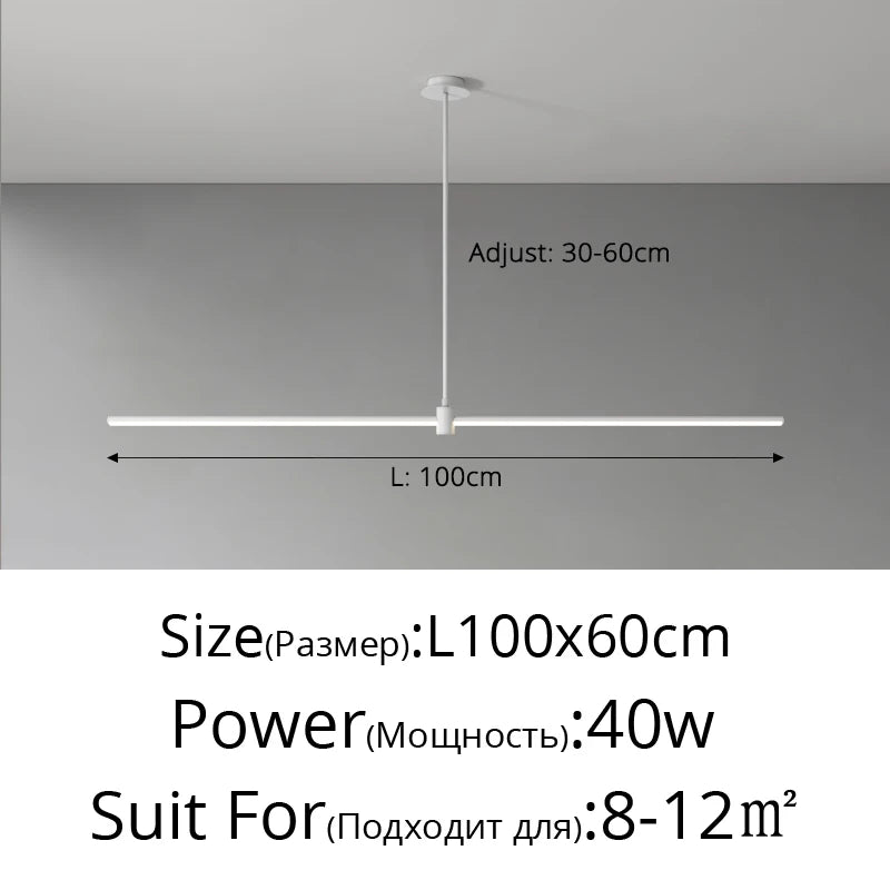 Modern Simplicity Long Linear LED Pendant Lights Strip Hanging Indoor Lamps for Office Table Kitchen  Home Decoration Chandelier