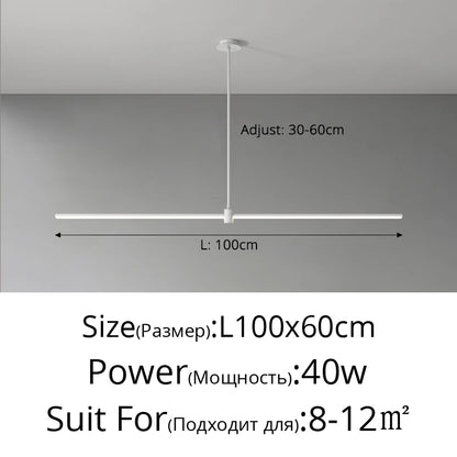 Modern Simplicity Long Linear LED Pendant Lights Strip Hanging Indoor Lamps for Office Table Kitchen  Home Decoration Chandelier