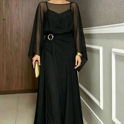 SUMMER NEW WOMEN'S JUMPSUIT SET, ELEGANT SOLID COLOR CAMISOLE JUMPSUIT TOP, PAIRED WITH A LONG WAIST CINCHED COVER FOR VERSATILE