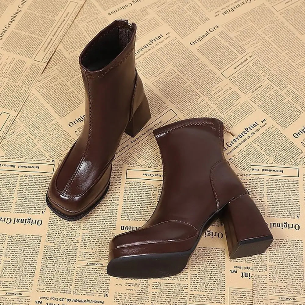 High Heels Women's Ankle Boots Designer Chunky Fashion Shoes 2025 New Winter Elegant Short Boots Dress Pumps Mujer Zapatillas