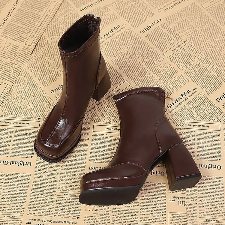 High Heels Women's Ankle Boots Designer Chunky Fashion Shoes 2025 New Winter Elegant Short Boots Dress Pumps Mujer Zapatillas