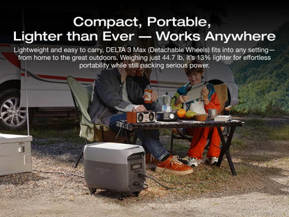 ECOFLOW Portable Power Station DELTA 3 MAX with Detachable Wheels, 3400W X-Boost Output, Ultra-Fast 0-80% Charging in 1.13 Hr, H