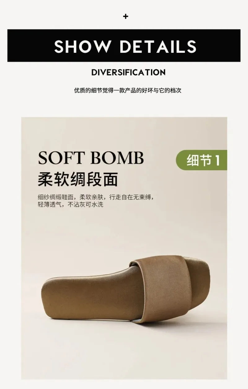 Summer New Women Shoes Premium Feel Flat Bottom Slippers for Woman Elegant Outdoors Slippers Luxury Designer Shoes Zapatos Mujer