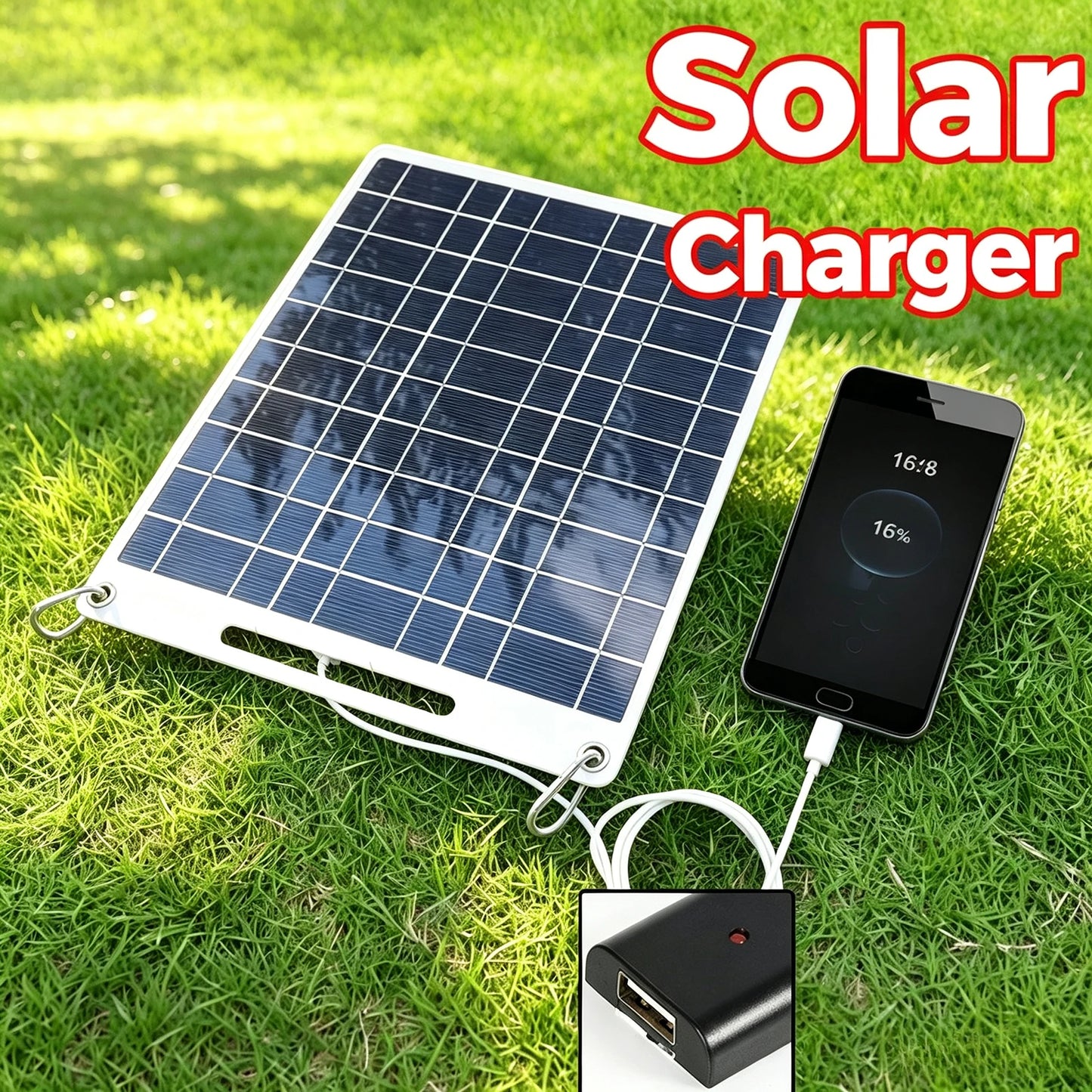 5V Flexible Solar Panel Charger Dual USB Solar Battery Charger for Mobile Phones and Camping with Polysilicon Wear Material