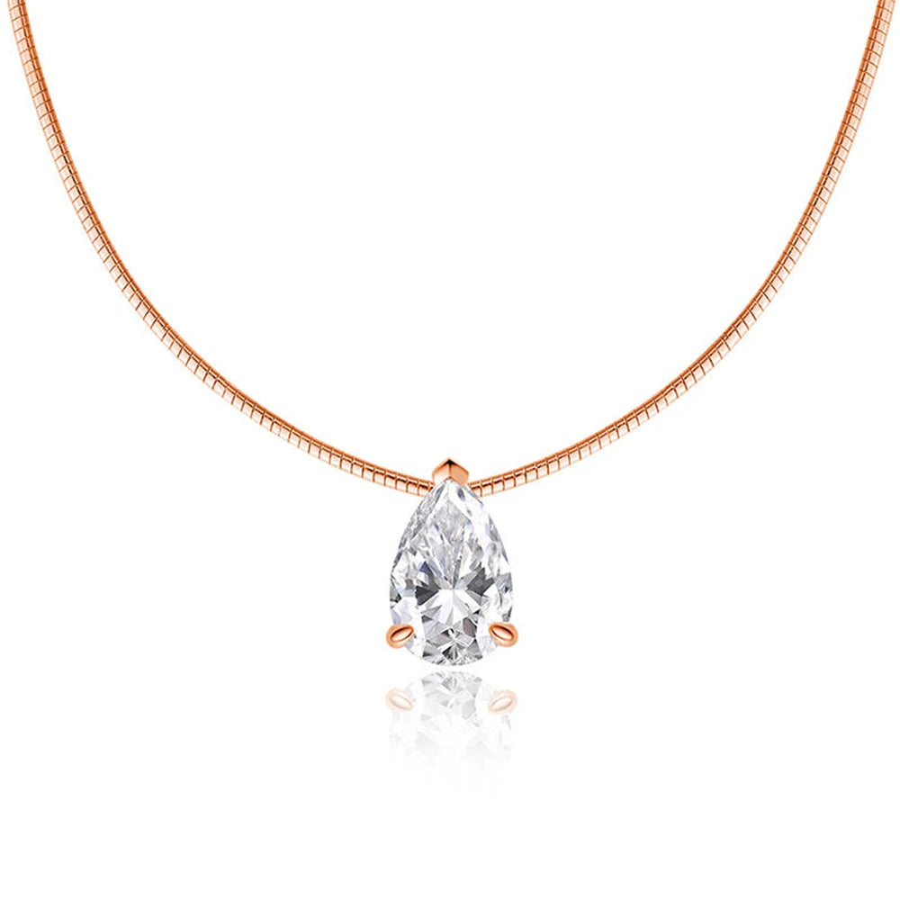 3-5CT Pear Cut Moissanite Pendant Necklace 925 Sterling Silver 18k Gold Plated 1.5mm Chain Party Wedding Jewelry for Women Gift
