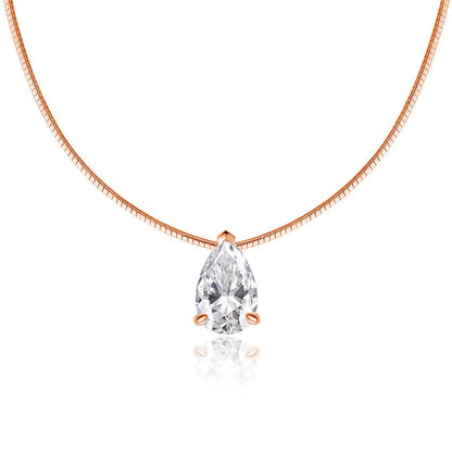 3-5CT Pear Cut Moissanite Pendant Necklace 925 Sterling Silver 18k Gold Plated 1.5mm Chain Party Wedding Jewelry for Women Gift