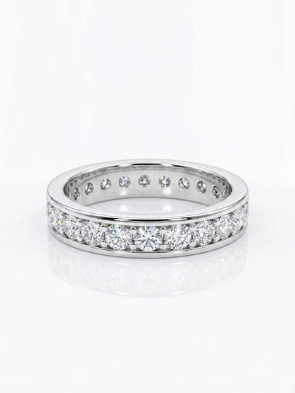 Luxury Real Round Moissanite Diamond with Certificate Rings for Women Anniversary Wedding 925 Sterling Silver Fine Jewelry