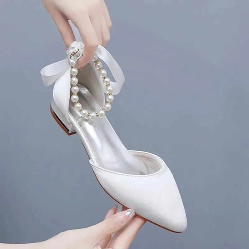 Summer New Women Shoes Fashion Pointed Tip Flat Sandals for Woman Elegant Dress Wedding Shoe Luxury Designer Shoes Zapatos Mujer