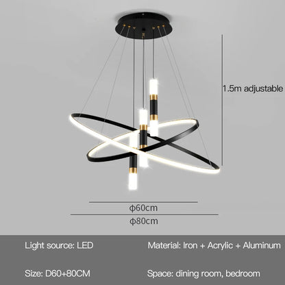 Modern Round LED Chandeliers for Living Room Dining Room Kitchen Island Luster Pendant Lights Fixture Home Decor Indoor Lighting