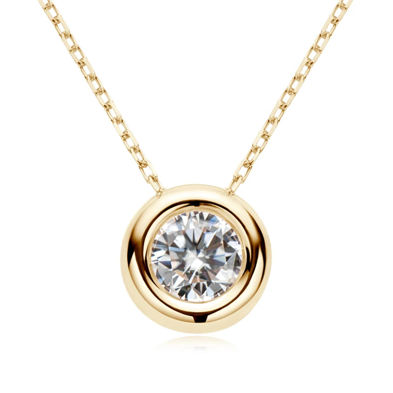 IOGOU Real D VVS1 Moissanite Neclaces 6.5mm Round Pendant for Women 100% Silver 925 Yellow Gold Color Fine Jewelry Wholesale