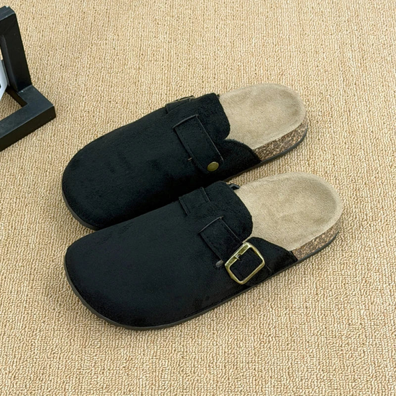 Women's Casual Closed Toe Flip-flops Summer Outdoor Slippers Couple's Flannel Sandals Comfortable Non-slip Men And Women Slides