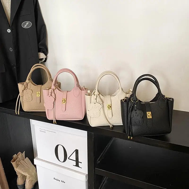 PU Portable Bucket Bag Shoulder Bag Women Fashion Versatile Crossbody Bags Zipper Handbag High Quality Tote Commuter Bags Gifts
