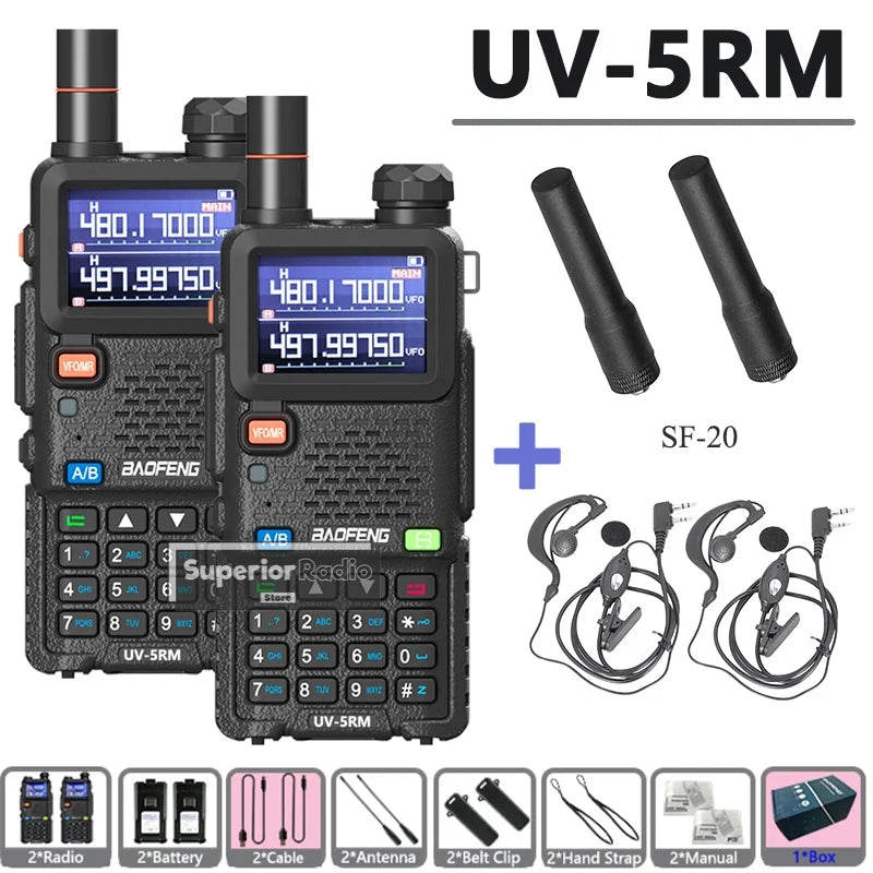 2/4PCS Baofeng UV-5RM 10W Walkie Talkie  Wireless Copy Frequency  Long Rang Type-C Charge Long Range FM Flashlight Two Way Radio