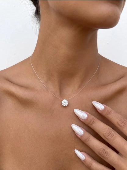 1-2CT Moissanite Diamond Classic Round Necklace For Women 925 Sterling Silver Anniversary Party High Quality Fine Jewelry