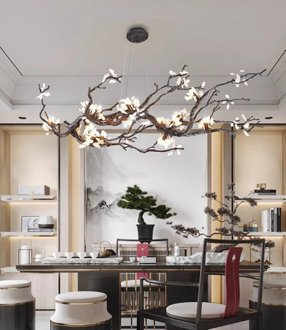 New All Copper LED Creative Branch Chandelier for Living Room, Dining Room Decoration, Lighting Fixtures, and Lobby Lighting