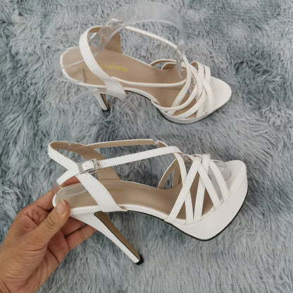 Women Sandals Catwalk Shows 14CM Open Toe Platform High Heels Snake Pattern Stilettos Sexy Ankle Strap Gladiator Party Shoes