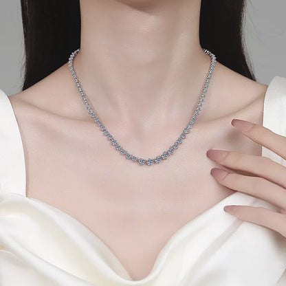 EWYA 3 Claw All Round Cut Moissanite Tennis Necklace Women Man s925 Silver Full Lab Diamond Bridal Party Link Neck Chain Gift