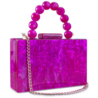 Beading Handbag Marble Acrylic Luxury Box Clutch Evening Bags Wedding Party Chain Shoulder Bag Dinner Dress Purse Festival Gift