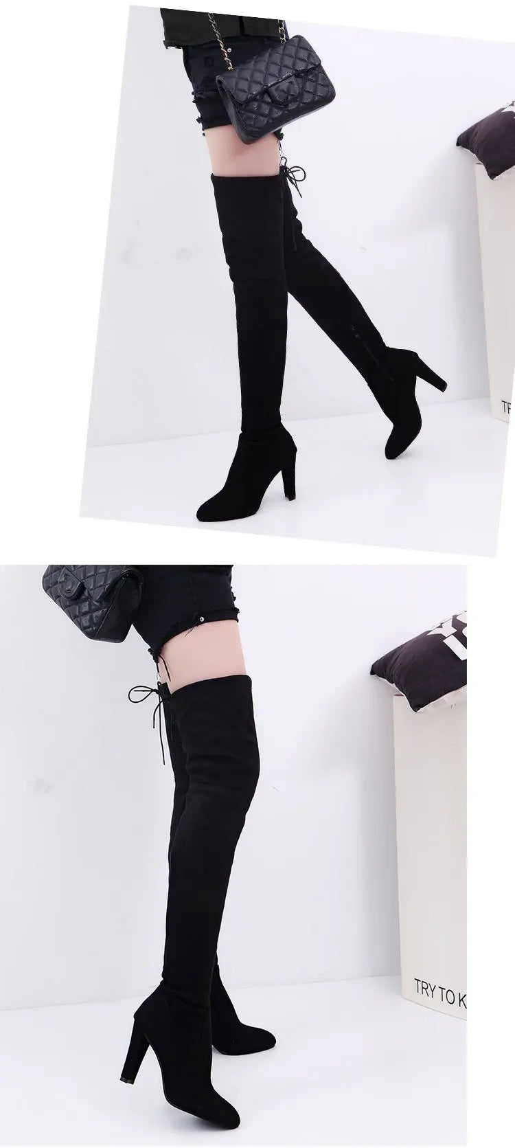 Women's Boots 2026 Autumn and Winter New European and American Style Plus Size Knee High Boots High Heels Round Toe Frosted Boot