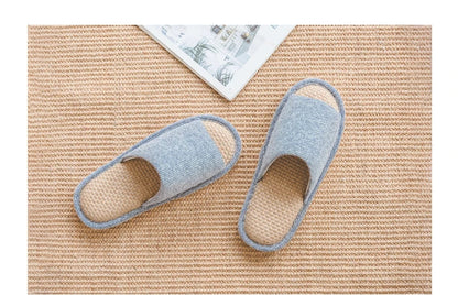 UTUNE Natural Linen Women's Slippers Mute Comfortable Indoor Home Couple Shoes Soft Sole Anti-slip Couple Four Season Slides