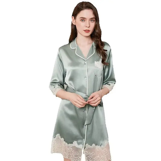 FImtairah  100  Silk Nightdress Women  Lace Long Nightdress  Korean Soft Fashion Luxury Brand Lady  Real Silk Nightgowns Women