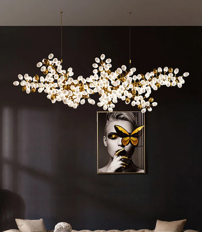 Nordic Luxury Grapes Bunch Hanging Chandelier Lamp for Dining Room Living Room Loft Villa Hotel Hall Decor Pendant Lights