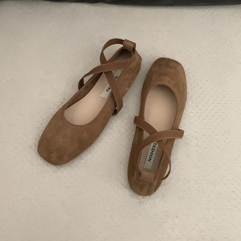 Ladies Ballet Shallow Flat Shoes Women's Retro Mary Jane Shoes Luxury Soft Sole Shoe Women Cross Strap Flats Zapatos Mujer 2025