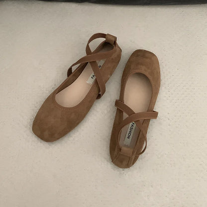 Ladies Ballet Shallow Flat Shoes Women's Retro Mary Jane Shoes Luxury Soft Sole Shoe Women Cross Strap Flats Zapatos Mujer 2025