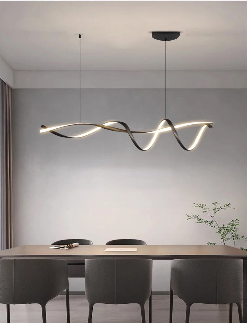 NEO Gleam Matte Black Modern Led Pendant Lights For Dining Room Kitchen Island Bar Room Indoor Hanging Pendant Lamp Fixtures
