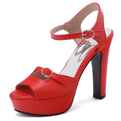 Fashion High Heels Summer Shoes For Women Sandals Platform 2026 Large Size 50 Peep toe Black White Red Yellow Wedding Shoes Lady