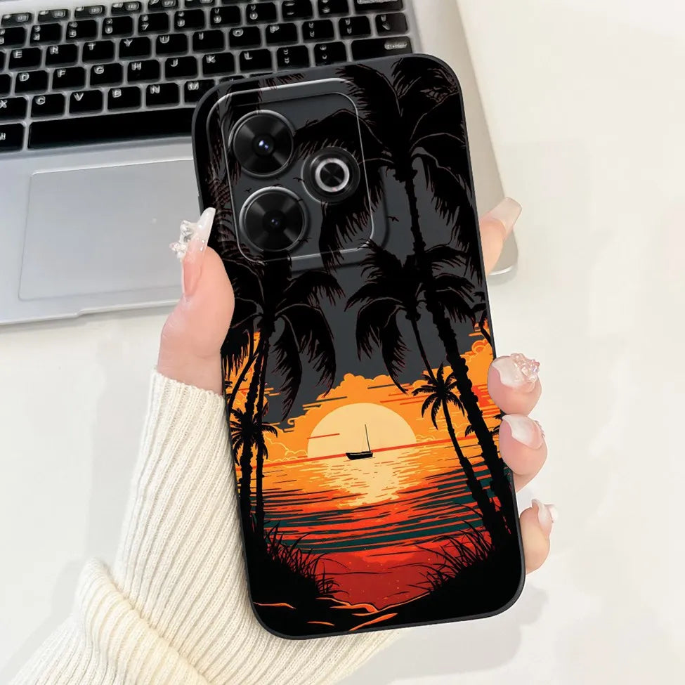 Casing For Redmi 13 Case 13 5G Cute Cat Fashion Luxury Flowers Silicone Shockproof Back Cover For Redmi 13 5G Phone Case Bumper