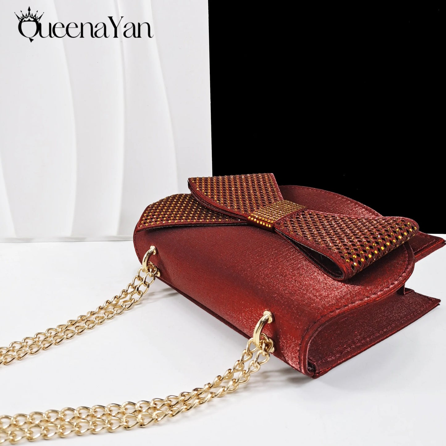 Queena Yan Sky Blue Color Peep Toe High Women Heels Shoes and Bags for Women Rhinestone Evening Party Elegant Luxury Handbag