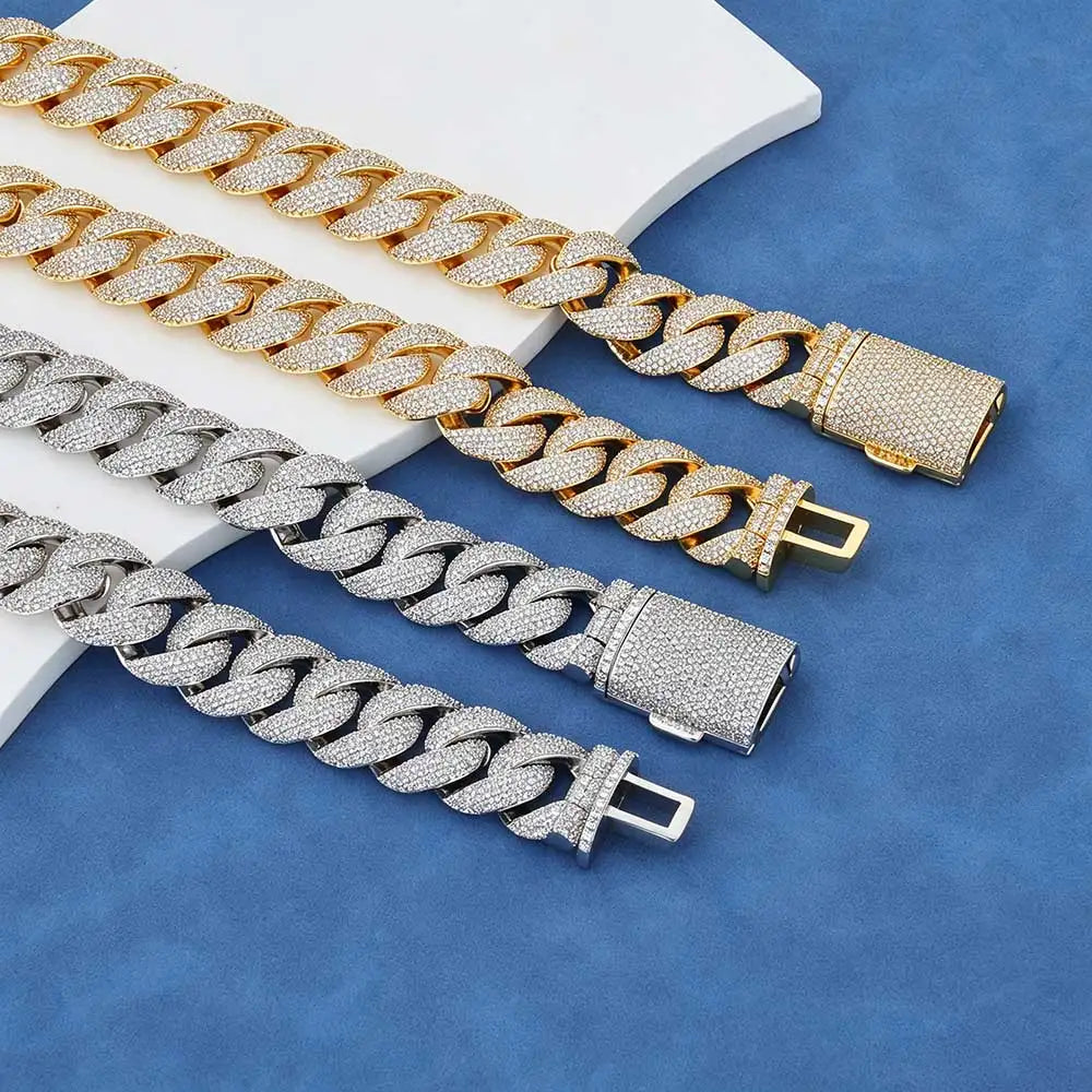 ICEBLING 22MM Chunky Bubble Cuban Link Chain S925 Sterling Silver Rivieras in Moissanite Necklace Fine Jewelry For Men Women