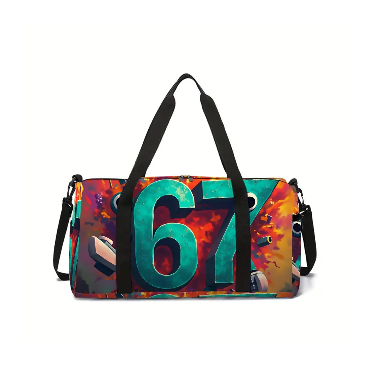 Classic Popular Funny Novelty 67 six seven 3D Printed Travel Bags Barrel Shape Crossbody Bag Outdoor Sports Bags Gym Yoga Bag