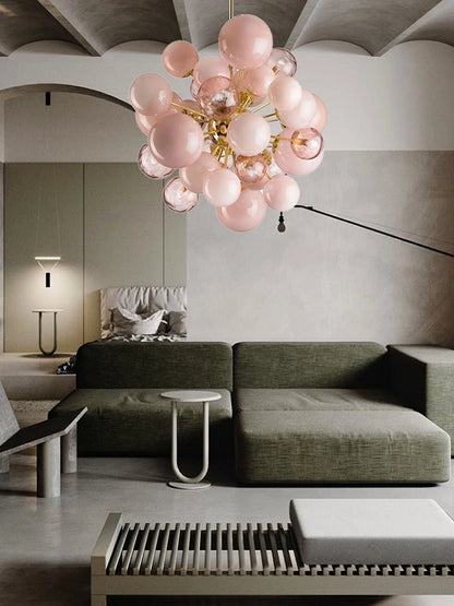 Dreamy Pink Glass Bubble Pendant Lights LED Home Decor Ceiling Lamp Indoor Hanging Lighting Fixture for Living Room