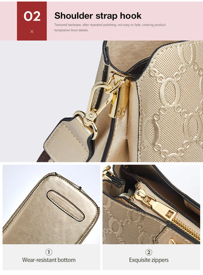 FOXER Cowhide Leather Women's Shoulder Bag Light Luxury Ladies Tote Bag Elegant Female Crossbody Bag Daily Commute Purse