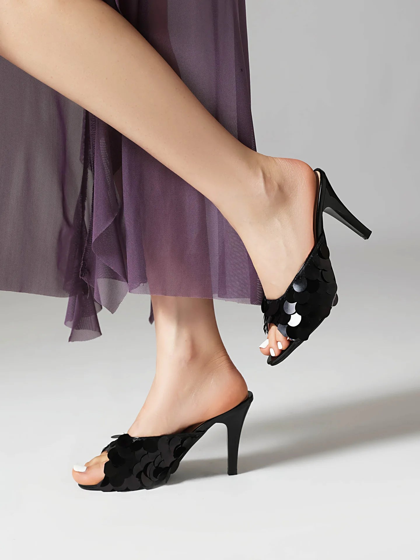 Elegant Style Lady Slippers Nightclub Club Summer Sequins High Heels Luxury Designer Stiletto Sandals Women Party Shoes Female