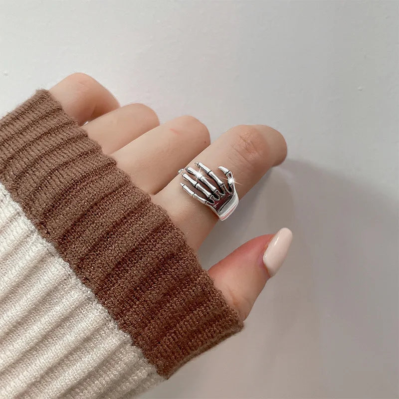 VENTFILLE 925 Sterling Silver Geometric Multilayer Round Bead Ring Female Fashion Punk Temperament Prevent Allergy Charm Jewelry
