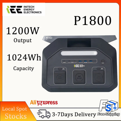 IEE P1800 Portable Power Station 1800W(3600W Surge) 1024Wh EV Grade LiFePO4 Battery Solar Generator, 220V EU Socket Pure Sine Wave, WiFi App Monitor, UPS Uninterruptible Power Supply for Outdoor Camping Road Trip Home Power O