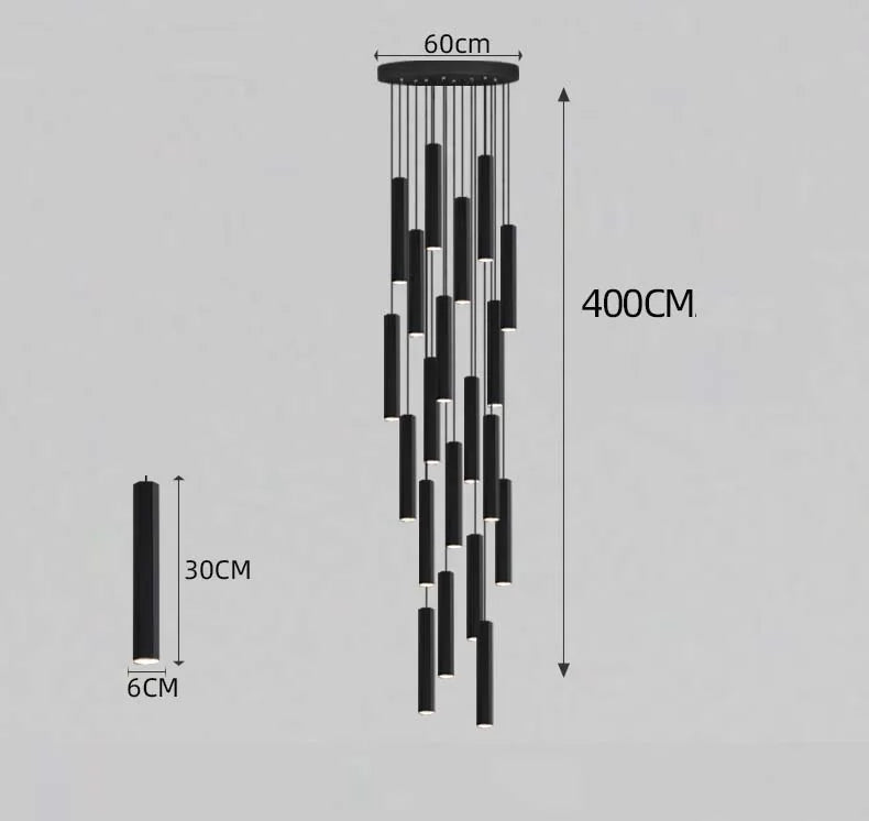 Modern LED Staircase Ceiling Chandelier Black Nordic Simple Indoor Lighting Fixture New Creative Design Island Long Hanging Lamp