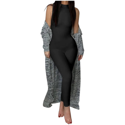 Pencil Jumpsuit Women New Full Seasons Casual Fitness Sporty Playsuit Sleeveless Slim Activewear All In One Jumpsuit Clothing